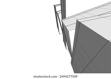 Modern architecture vector 3d illustration  