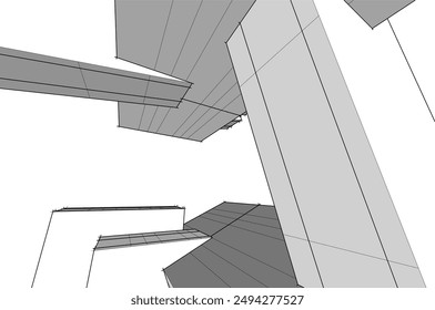 Modern architecture vector 3d illustration  