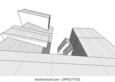Modern architecture vector 3d illustration  
