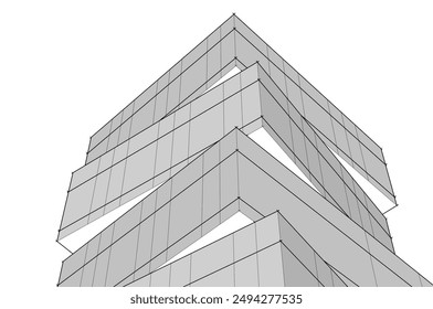 Ilustración 3d de Vector de arquitectura moderna  