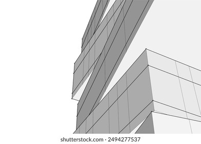 Ilustración 3d de Vector de arquitectura moderna  