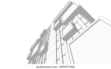 Modern architecture vector 3d illustration  
