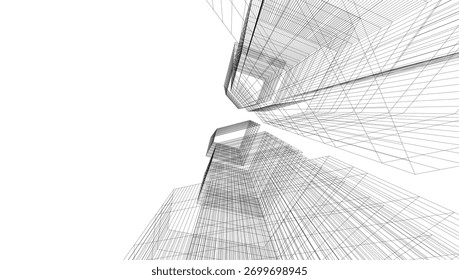 Ilustração do vetor 3d da arquitetura moderna