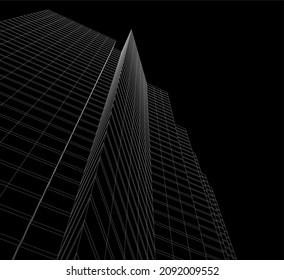 Modern architecture vector drawing 3d illustration