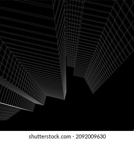 Dibujo vectorial de arquitectura moderna 3d ilustración