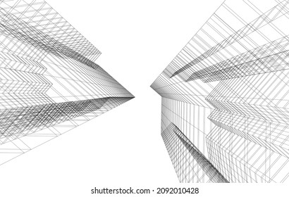 Modern architecture vector drawing 3d illustration