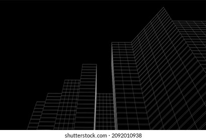 Dibujo vectorial de arquitectura moderna 3d ilustración