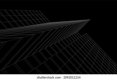 Modern architecture vector drawing 3d illustration