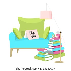 Modern armchair. The concept of remote work. Freelance. Home Office.