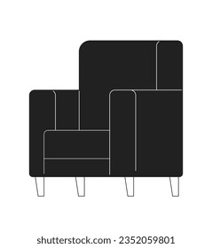 Modern armchair furniture monochrome flat vector object. Vintage chair for living room interior. Editable black white thin line icon. Simple cartoon clip art spot illustration for web graphic design