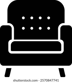 Modern Armchair Icon with Button Detail in Minimalist Vector Style