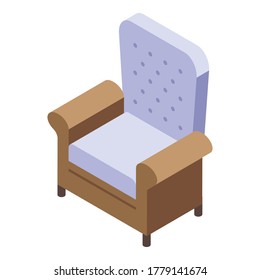 Modern armchair icon. Isometric of modern armchair vector icon for web design isolated on white background