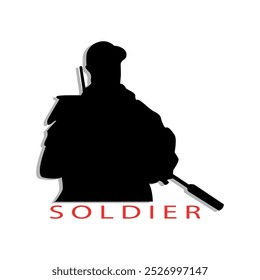 Concepto moderno de logotipo de silueta de soldado armado