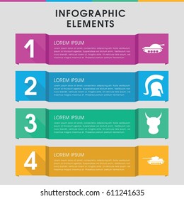 Modern armor infographic template. infographic design with armor icons includes knight, tank. can be used for presentation, diagram, annual report, web design. 