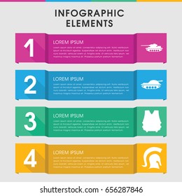 Modern armor infographic template. infographic design with armor icons includes knight, bulletproof vest. can be used for presentation, diagram, annual report, web design.