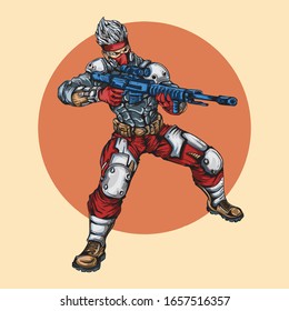 diseño vectorial de carácter militar moderno