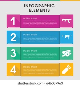 Modern army infographic template. infographic design with army icons includes rocket bomb, cannon. can be used for presentation, diagram, annual report, web design.
