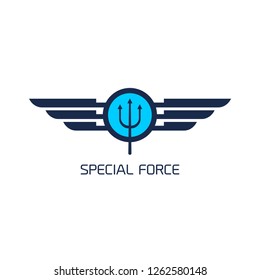 Modern army logo template. Wings badge and shield 