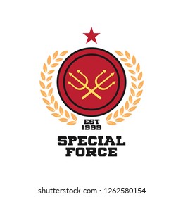Modern army logo template. Wings badge and shield 
