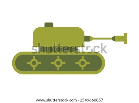 Modern Army Tank Vector Art, Vector Tank Illustration with Heavy Armor and Treads, Military Combat Vehicle Design with Turret and for War, Defense, and Army Themes