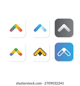 Modernes Pfeil-App-Logo, das Richtung, Bewegung und Fortschritt symbolisiert.