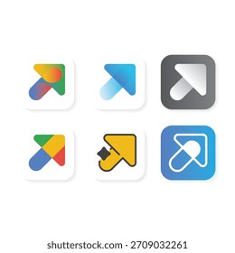 Modernes Pfeil-App-Logo, das Richtung, Bewegung und Fortschritt symbolisiert.