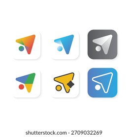 Modernes Pfeil-App-Logo, das Richtung, Bewegung und Fortschritt symbolisiert.