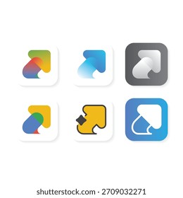 Modernes Pfeil-App-Logo, das Richtung, Bewegung und Fortschritt symbolisiert.