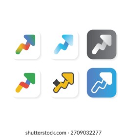 Modernes Pfeil-App-Logo, das Richtung, Bewegung und Fortschritt symbolisiert.