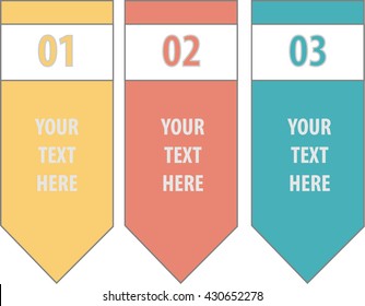 Modern arrow banner style step up options stickers. Vector illustration. For workflow layout, diagram, number options, web design, infographics