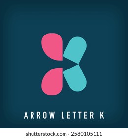 Modern arrow bolt k letter logo design. Creative letter design for companies, corporate identity. vector