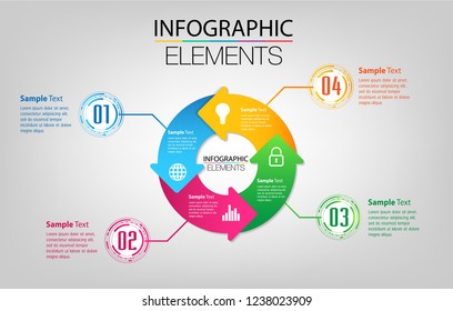 modern arrow circle paper text box template, banner Infographic