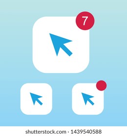Modern Arrow Cursor Icon With Notification