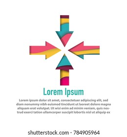 modern arrow design template with papercut layered background