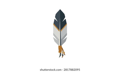 modern arrow with feathers in blue gray white and brown colors representing direction navigation and guidance with natural aesthetic