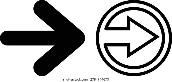 Modern arrow icons with directional and circular navigation design elements