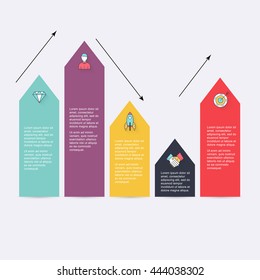 Modern arrow info graphics element. statistic vector, presentation. Can be used for  website layout vector, numbered banners, diagram.