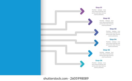 Modern Arrow Infographic Template Design with 6 Steps