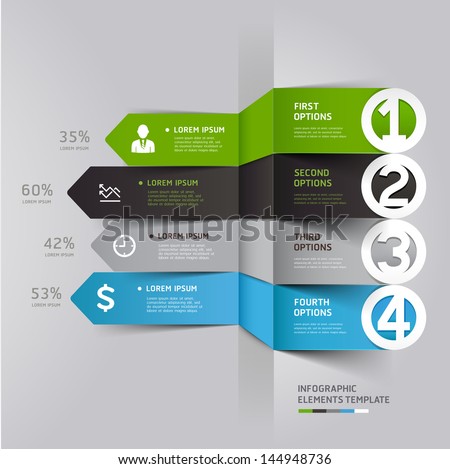 Modern arrow infographics element origami style. Vector illustration. can be used for workflow layout, diagram, number options, step up options, web design.
