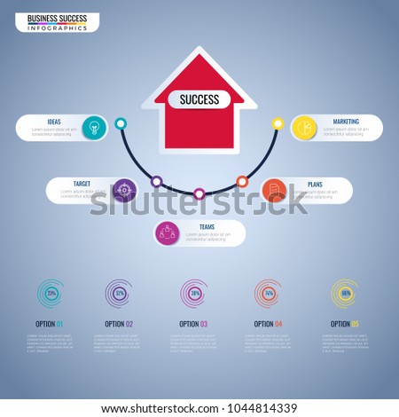Modern arrow infographics elements. Step to success business concept infographic template. Can be used for workflow layout, diagram web design, infographics. Vector Illustration