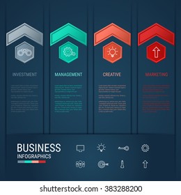 Modern arrow infographics elements. Successful business concept infographic template. Can be used for workflow layout, diagram web design, infographics. Vector Illustration