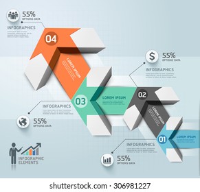 Modern arrow infographics template. Vector illustration. Can be used for workflow layout, diagram, number options, web design, infographics and timeline.