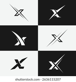 Modern arrow logo set with letter X, designed for gaming, esports, and tech branding. Clean and sharp style perfect for digital identity and competitive visuals.