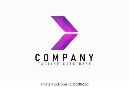 Modern Arrow Logo. Two Purple Combination Arrow Design. Flat Vector Logo Design Graphic Template.