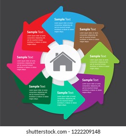 modern arrow paper text box template, circle banner Infographics