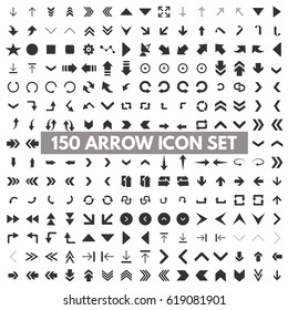 Modern arrow pictogram minimal, flat, solid, monochrome, plain, contemporary style. Vector illustration web internet design elements 