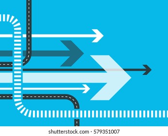 Modern arrow roads map of business and journey infographic template. Vector EPS 10