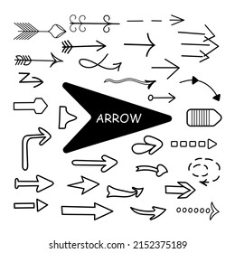 El doodle moderno de conjunto de flechas, gran diseño para cualquier propósito. Ilustración vectorial simple. Para solicitud; web; botón; vínculo;
