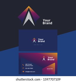 modern arrow technology icon or logo with business card