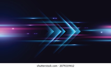 Modern Arrows Abstract High-speed Movement. Colorful Dynamic Motion On Blue Background. Movement Technology Pattern For Banner Or Poster Design Background Concept.